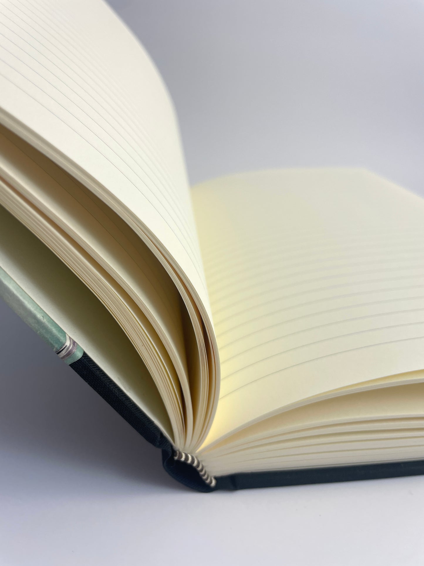 Journal, Black Linen, Green Marbled Paper