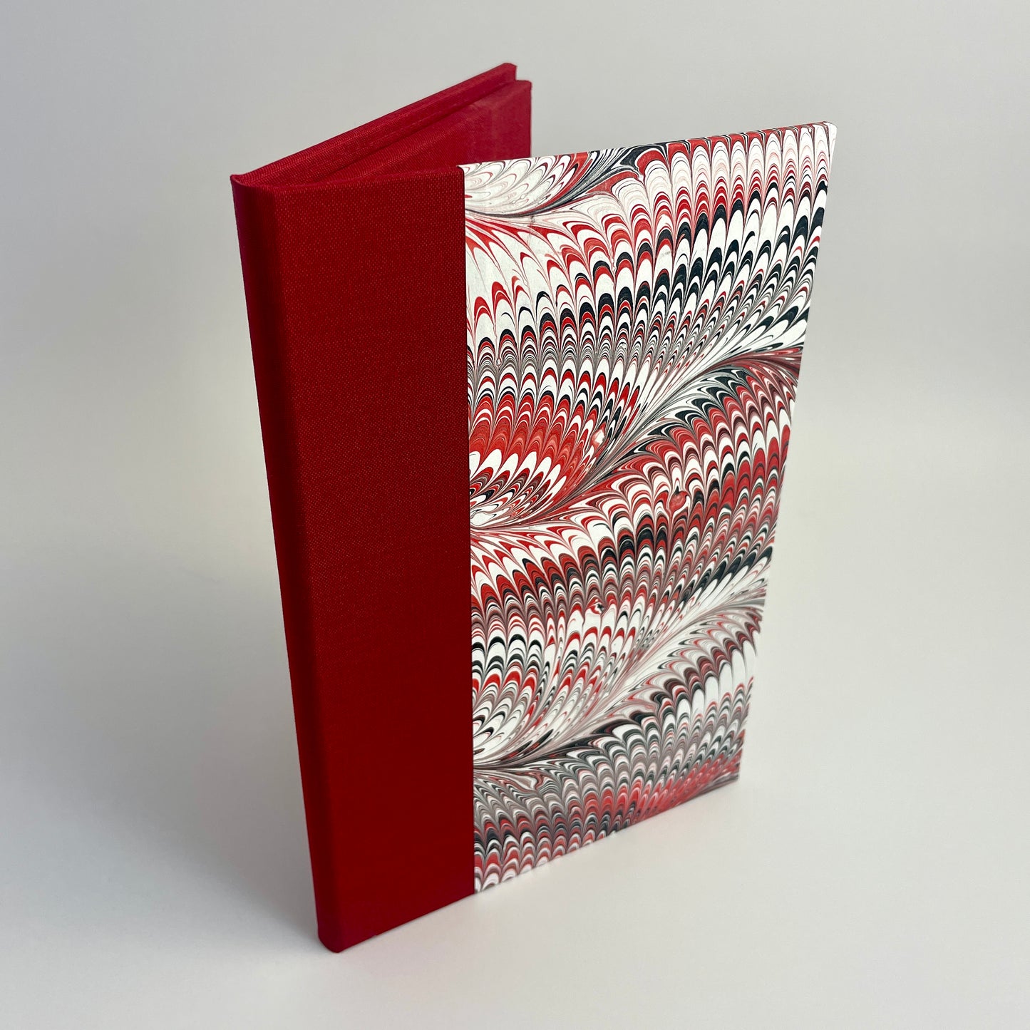 Note Pad, Red Silk, Red and Black Marbled Paper
